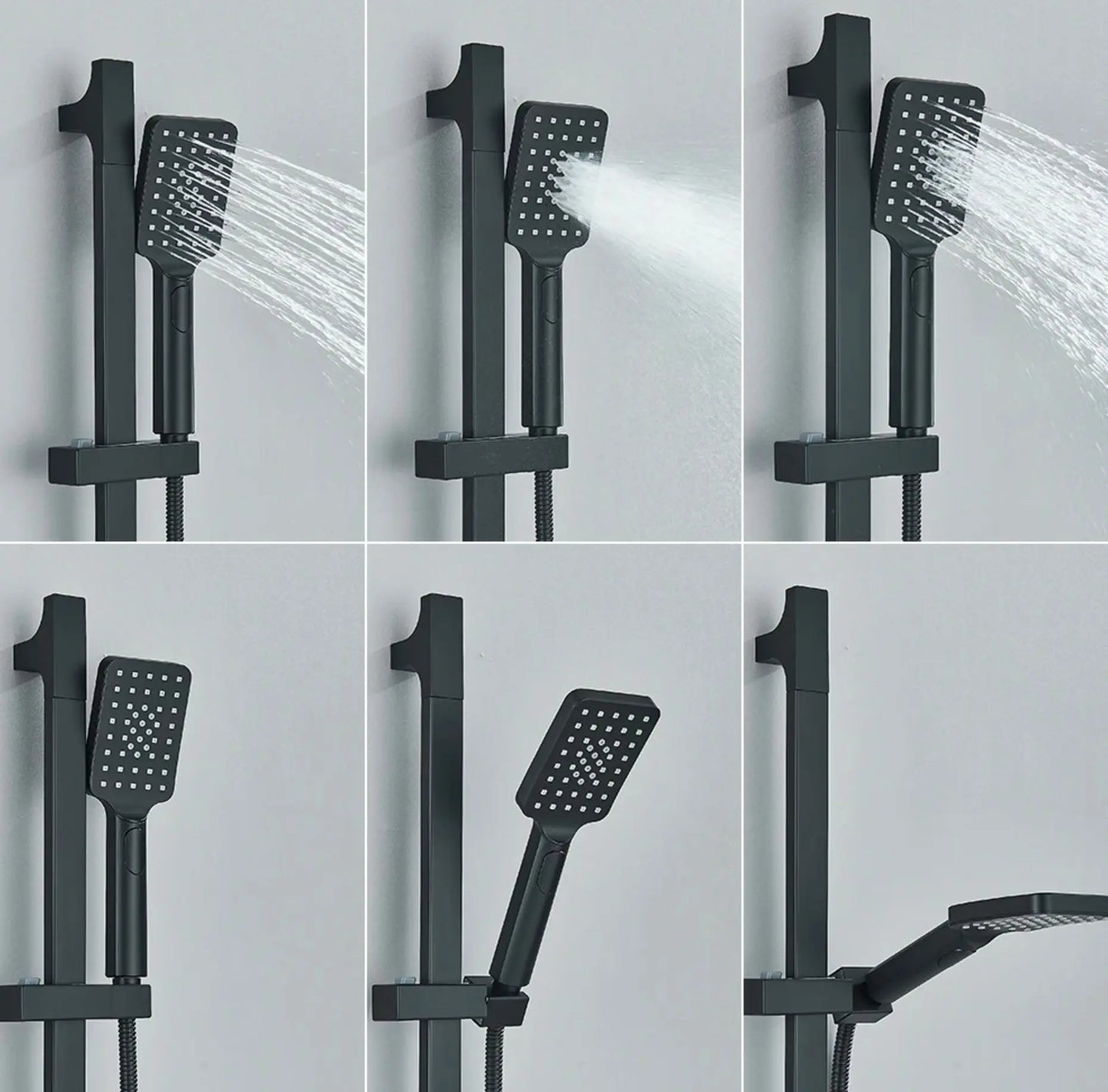 SaniSupreme Doucheset Firenze 16 inch - 40 cm. regendouche vierkant 3 - weg zwart inbouw