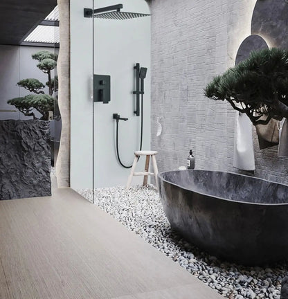 SaniSupreme Doucheset Firenze 16 inch - 40 cm. regendouche vierkant 3 - weg zwart inbouw