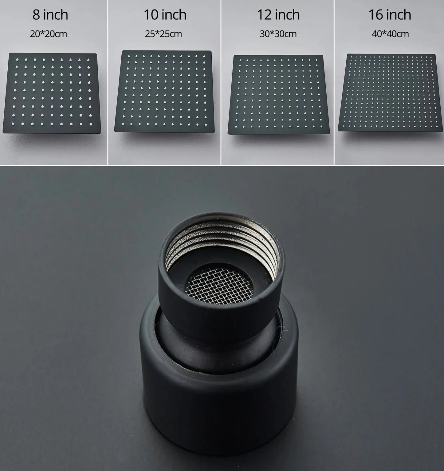 SaniSupreme Doucheset Firenze 16 inch - 40 cm. regendouche vierkant 3 - weg zwart inbouw