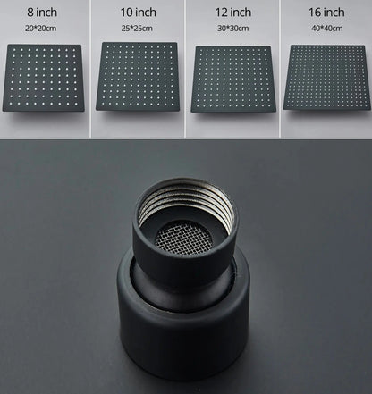 SaniSupreme Doucheset Firenze 16 inch - 40 cm. regendouche vierkant 3 - weg zwart inbouw