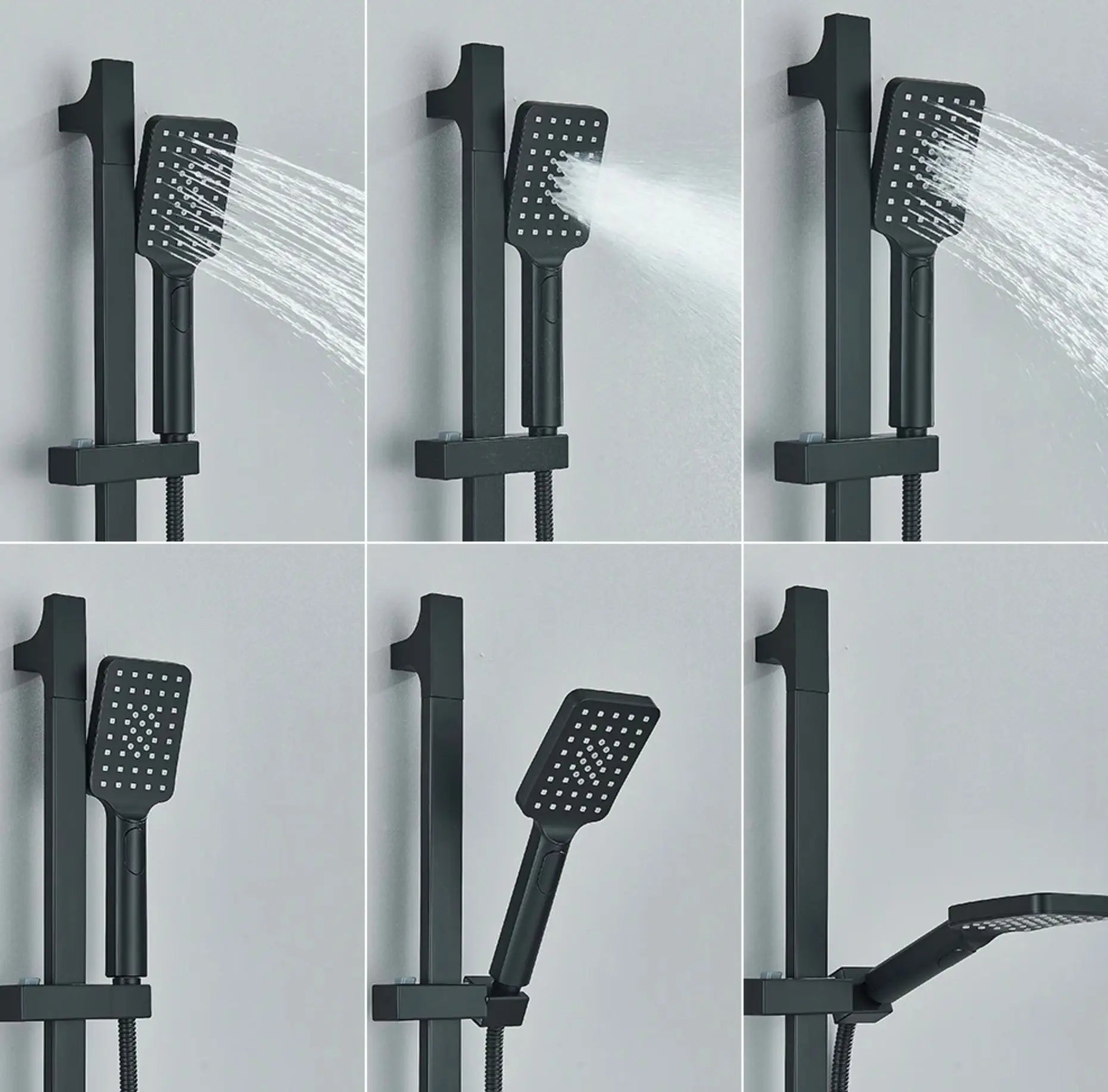 SaniSupreme Doucheset Firenze 8 inch - 20 cm. regendouche vierkant 3 - weg zwart inbouw