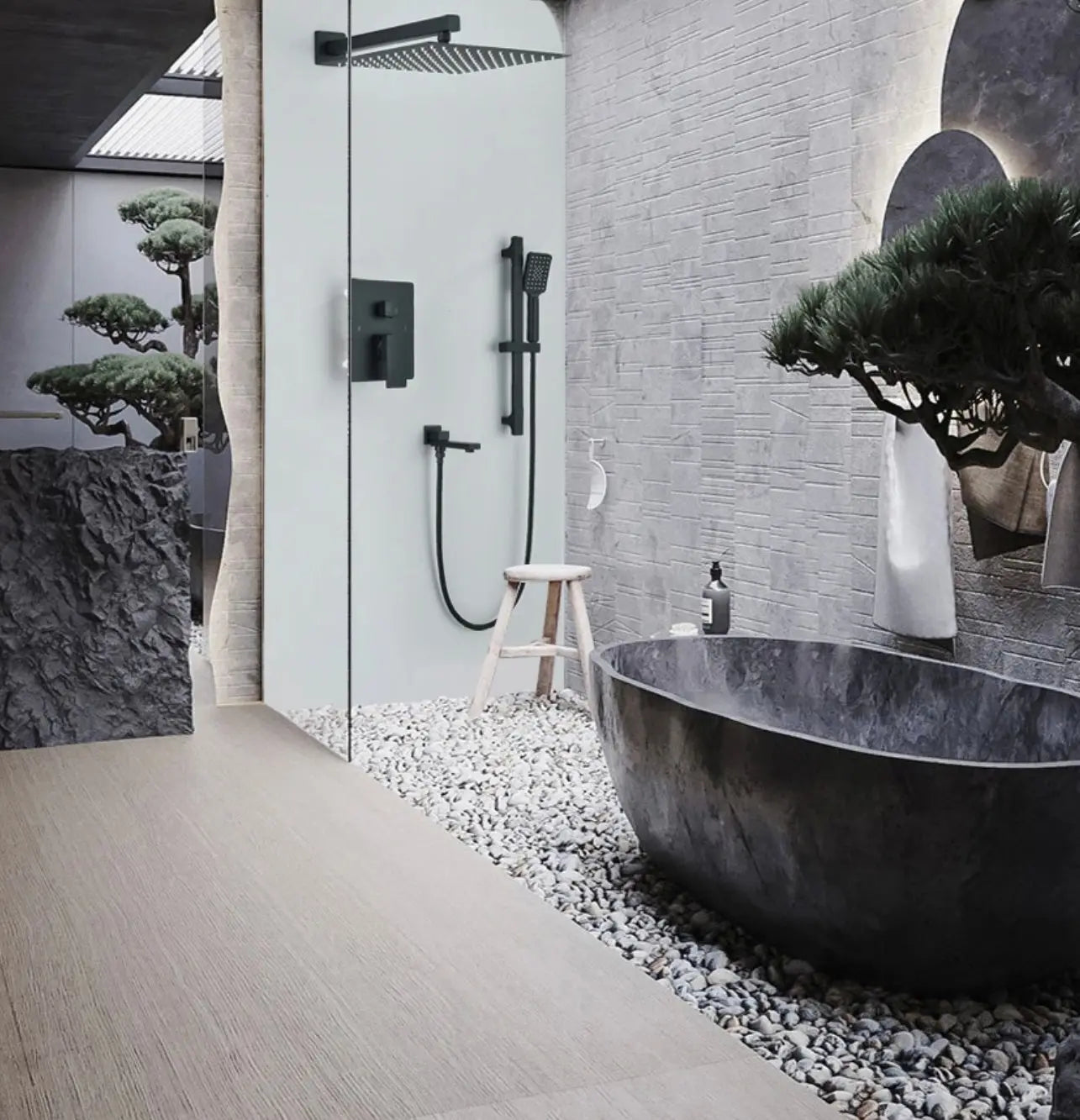 SaniSupreme Doucheset Firenze 8 inch - 20 cm. regendouche vierkant 3 - weg zwart inbouw