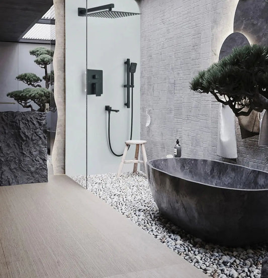 SaniSupreme Doucheset Firenze 8 inch - 20 cm. regendouche vierkant 3 - weg zwart inbouw