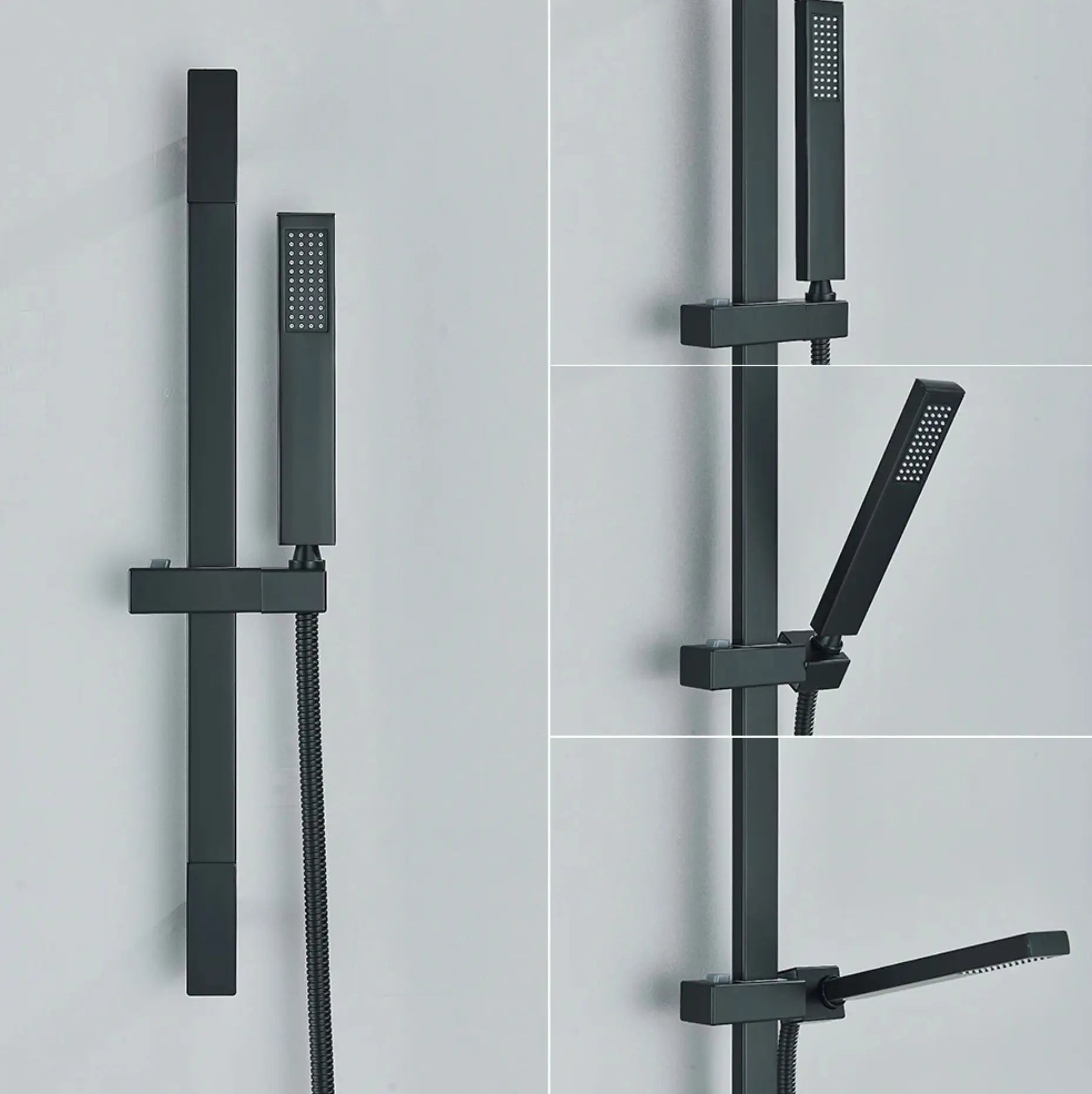 SaniSupreme Doucheset Firenze 8 inch - 20 cm. regendouche vierkant 3 - weg zwart inbouw