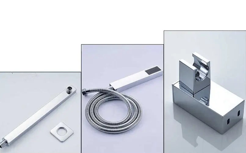 SaniSupreme Doucheset Lugano Premium handdouche mengkraan regendouche vierkant 20 cm. Chroom inbouw 2 weg