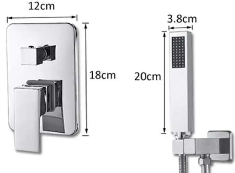 SaniSupreme Doucheset Lugano Premium handdouche mengkraan regendouche vierkant 20 cm. Chroom inbouw 2 weg