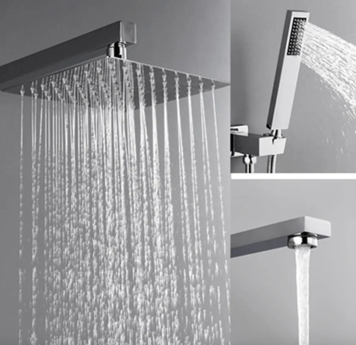 SaniSupreme Doucheset Lugano Premium handdouche mengkraan regendouche vierkant 20 cm. Chroom inbouw 2 weg