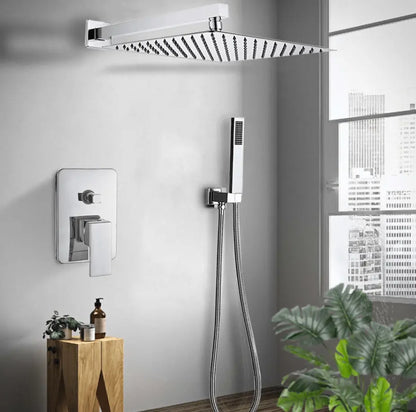 SaniSupreme Doucheset Lugano Premium handdouche mengkraan regendouche vierkant 25 cm. Chroom inbouw 2 weg