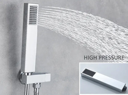 SaniSupreme Doucheset Lugano Premium handdouche mengkraan regendouche vierkant 25 cm. Chroom inbouw 2 weg