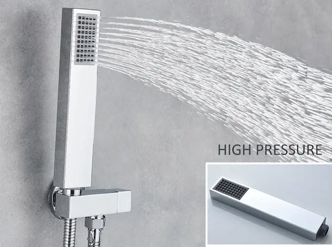 SaniSupreme Doucheset Lugano Premium handdouche mengkraan regendouche vierkant 30 cm. Chroom inbouw 2 weg