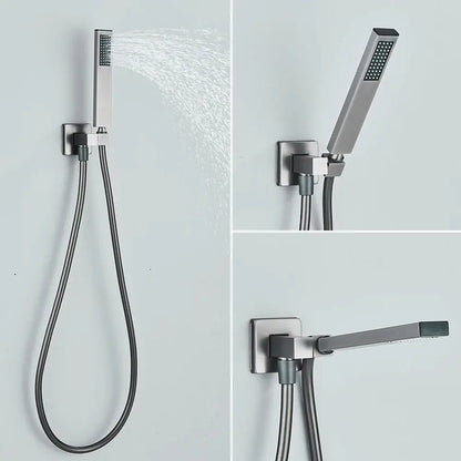 SaniSupreme Doucheset Manhattan 10 inch regendouche vierkant 3 - weg Gun Metal inbouw