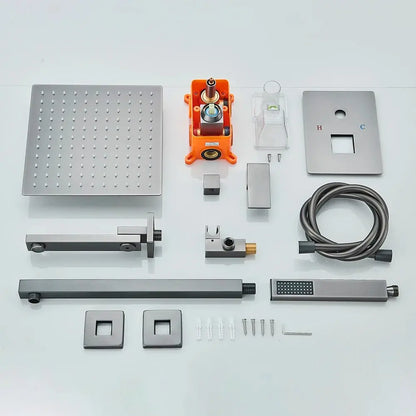 SaniSupreme Doucheset Manhattan 10 inch regendouche vierkant 3 - weg Gun Metal inbouw