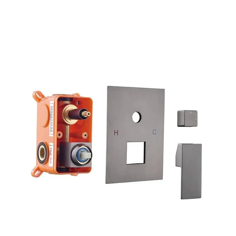 SaniSupreme Doucheset Manhattan 10 inch regendouche vierkant 3 - weg Gun Metal inbouw