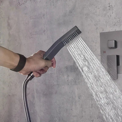 SaniSupreme Doucheset Manhattan 10 inch regendouche vierkant 3 - weg Gun Metal inbouw