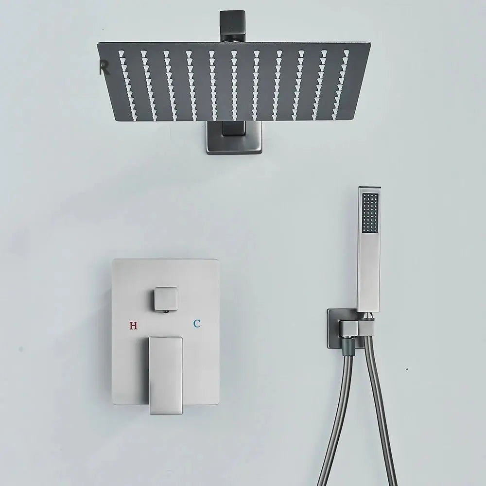 SaniSupreme Doucheset Manhattan 10 inch regendouche vierkant 3 - weg Gun Metal inbouw