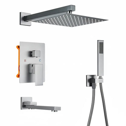 SaniSupreme Doucheset Manhattan 25 cm regendouche vierkant 3-weg Gun Metal inbouw Sanisupreme