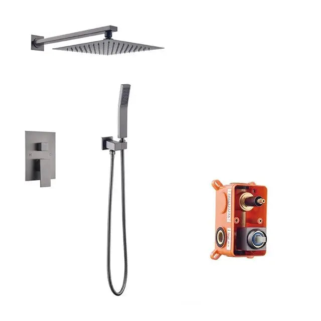 SaniSupreme Doucheset Manhattan 10 inch regendouche vierkant 3 - weg Gun Metal inbouw