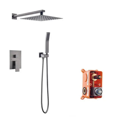 SaniSupreme Doucheset Manhattan 10 inch regendouche vierkant 3 - weg Gun Metal inbouw