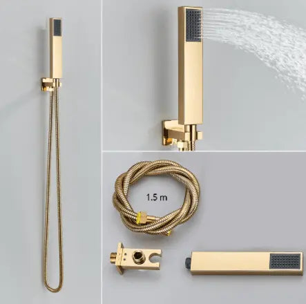 SaniSupreme Doucheset Manhattan Premium de Luxe LCD 12 inch regendouche vierkant 2 - weg Glans Goud