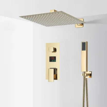 SaniSupreme Doucheset Manhattan Premium de Luxe LCD 12 inch regendouche vierkant 2 - weg Glans Goud