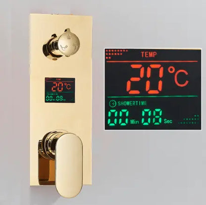 SaniSupreme Doucheset Manhattan Premium de Luxe LCD 12 inch regendouche vierkant 2 - weg Glans Goud