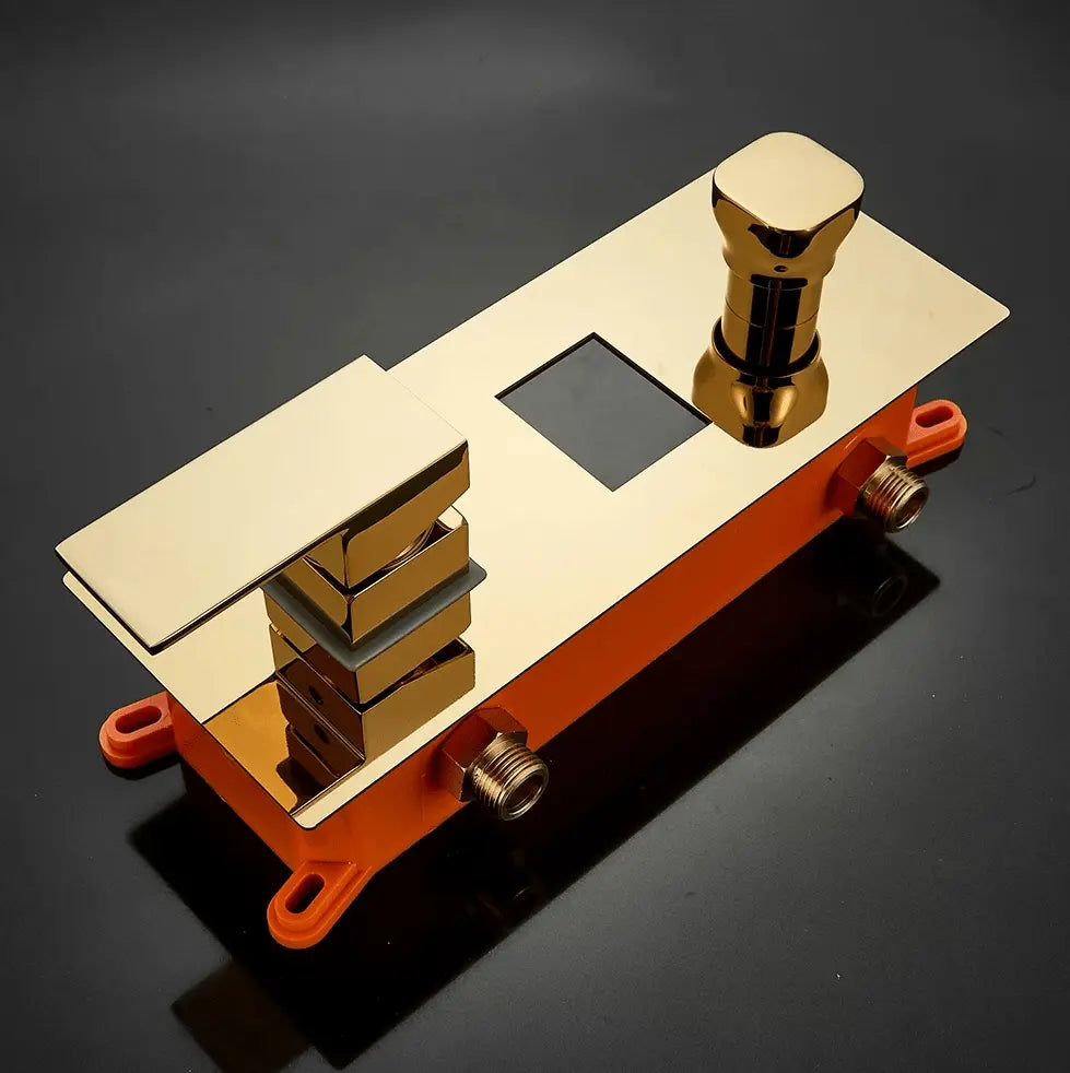 SaniSupreme Doucheset Manhattan Premium de Luxe LCD 12 inch regendouche vierkant 2 - weg Glans Goud