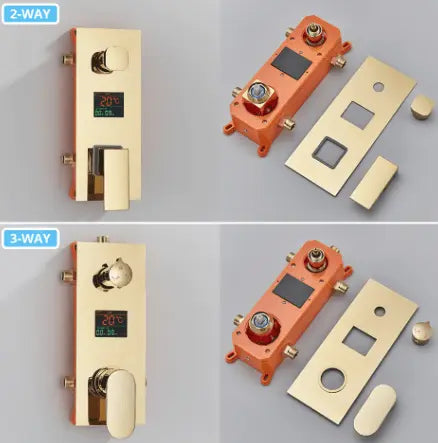 SaniSupreme Doucheset Manhattan Premium de Luxe LCD 12 inch regendouche vierkant 2 - weg Glans Goud