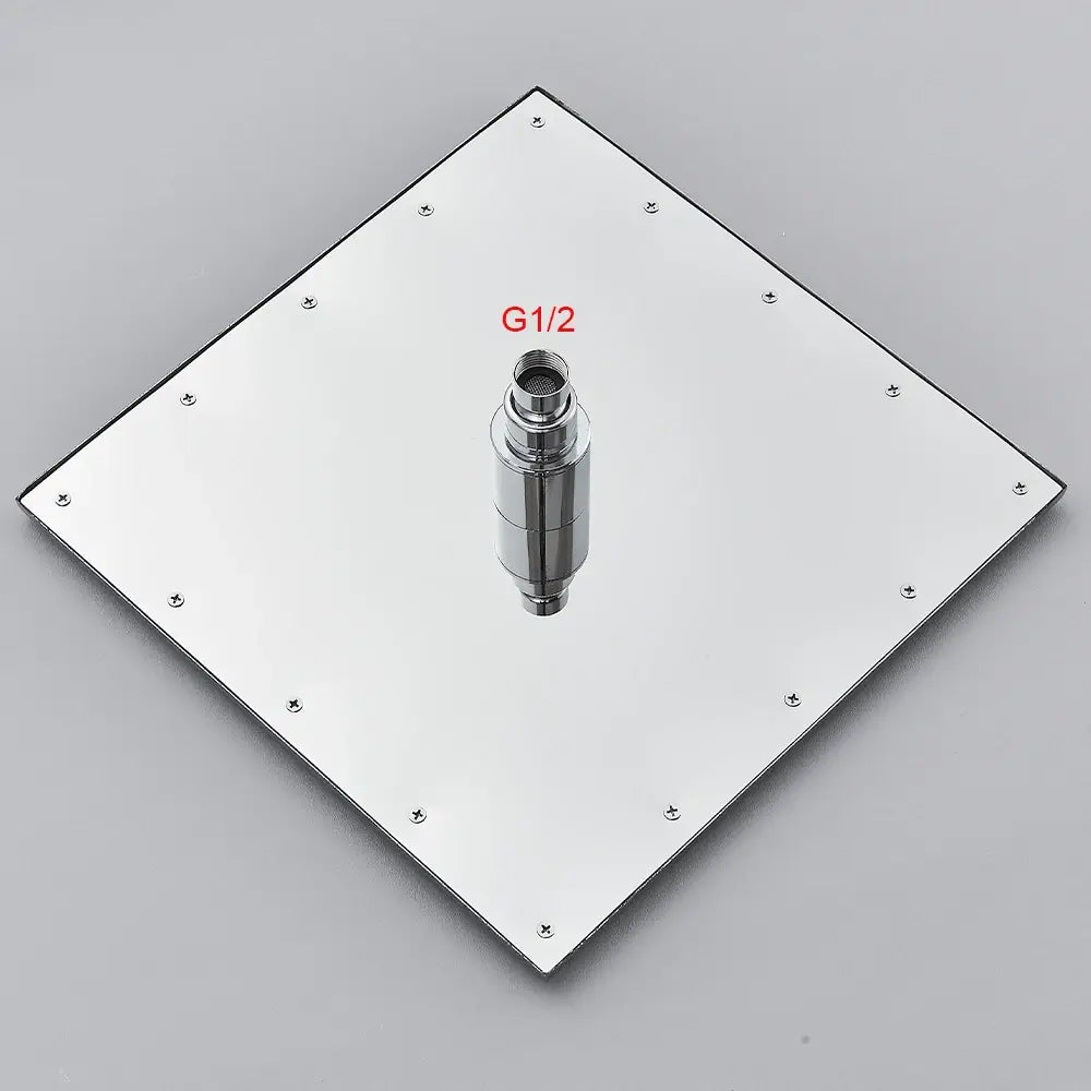 SaniSupreme Doucheset Manhattan Premium de Luxe LCD 16 inch LED Plafond regendouche vierkant 2 - weg chroom inbouw