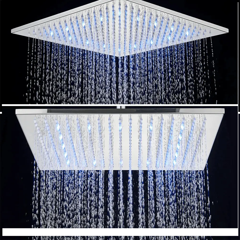 SaniSupreme Doucheset Manhattan Premium de Luxe LCD 16 inch LED Plafond regendouche vierkant 2 - weg chroom inbouw