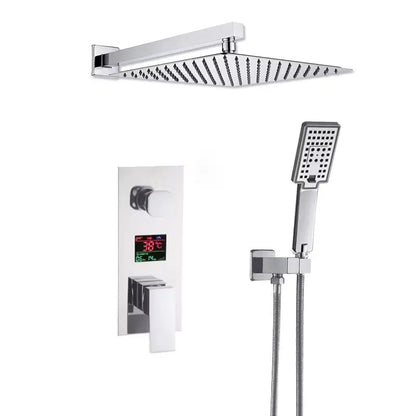 SaniSupreme Doucheset Manhattan Premium de Luxe LCD 16 inch Plafond regendouche vierkant 2 - weg chroom inbouw