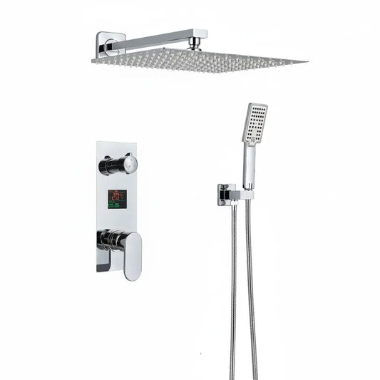 SaniSupreme Doucheset Manhattan Premium de Luxe LCD 16 inch regendouche vierkant 2-weg chroom inbouw Sanisupreme