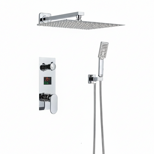 SaniSupreme Doucheset Manhattan Premium de Luxe LCD 10 inch regendouche vierkant 2-weg chroom inbouw Sanisupreme