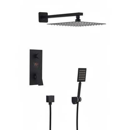 SaniSupreme Doucheset Manhattan Premium de Luxe LCD 40 cm. regendouche vierkant 2-weg zwart inbouw Sanisupreme