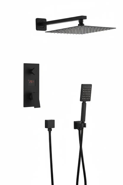 SaniSupreme Doucheset Manhattan Premium de Luxe LCD 30 cm. regendouche vierkant 2-weg zwart inbouw Sanisupreme