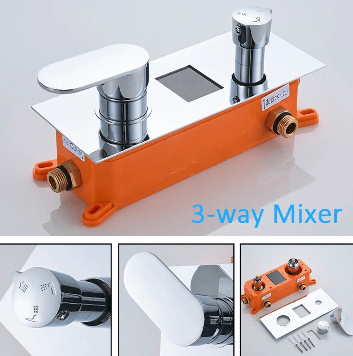 SaniSupreme Doucheset Manhattan Premium de Luxe LCD 16 inch regendouche vierkant 3 - weg chroom inbouw