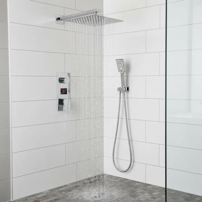 SaniSupreme Doucheset Manhattan Premium de Luxe LCD 30 cm. regendouche vierkant 2-weg chroom inbouw Sanisupreme