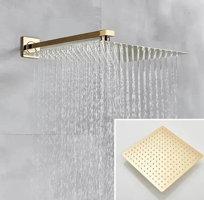 SaniSupreme Doucheset Manhattan Premium de Luxe LCD 40 cm. regendouche vierkant 3 - weg Geborsteld Goud