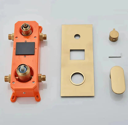 SaniSupreme Doucheset Manhattan Premium de Luxe LCD 40 cm. regendouche vierkant 3 - weg Geborsteld Goud