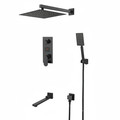 SaniSupreme Doucheset Manhattan Premium de Luxe LCD 12 inch regendouche vierkant 3-weg zwart inbouw Sanisupreme