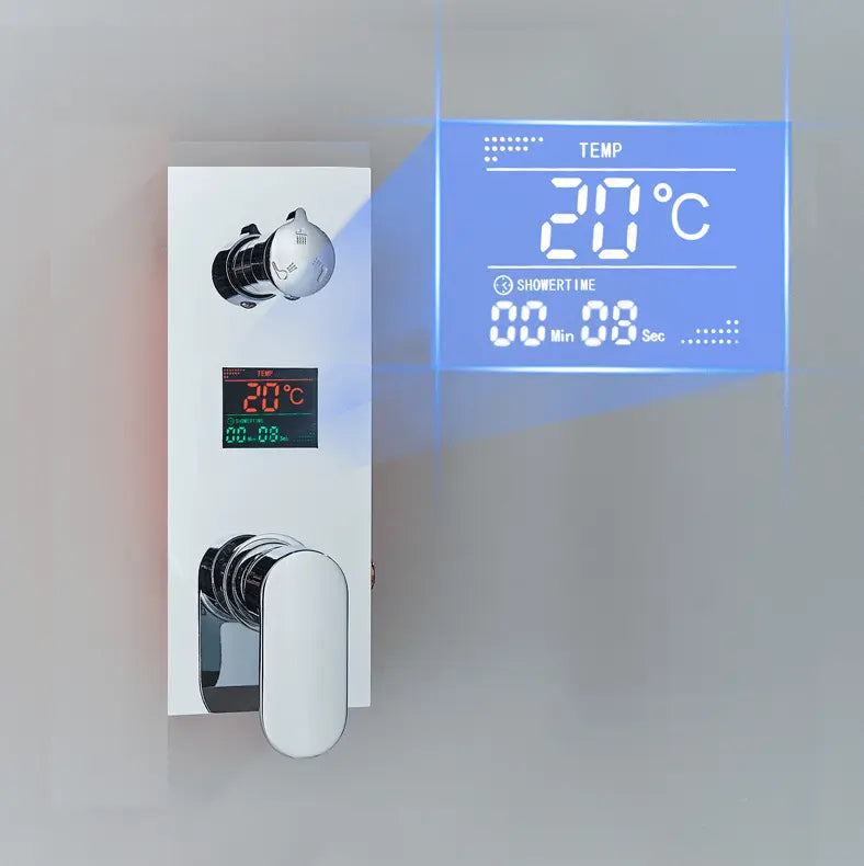 SaniSupreme Doucheset Manhattan Premium de Luxe LCD inbouw mengkraan vierkant 2 - weg chroom inbouw