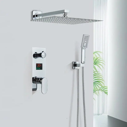 SaniSupreme Doucheset Manhattan Premium de Luxe LCD inbouw mengkraan vierkant 2 - weg chroom inbouw