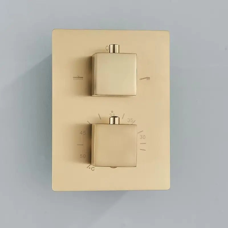 SaniSupreme Doucheset Manhattan Premium Plafond 40x80 cm regendouche vierkant 2 - weg goud geborsteld