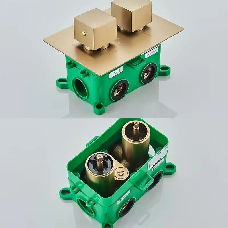 SaniSupreme Doucheset Manhattan Premium Plafond 40x80 cm regendouche vierkant 2 - weg goud geborsteld