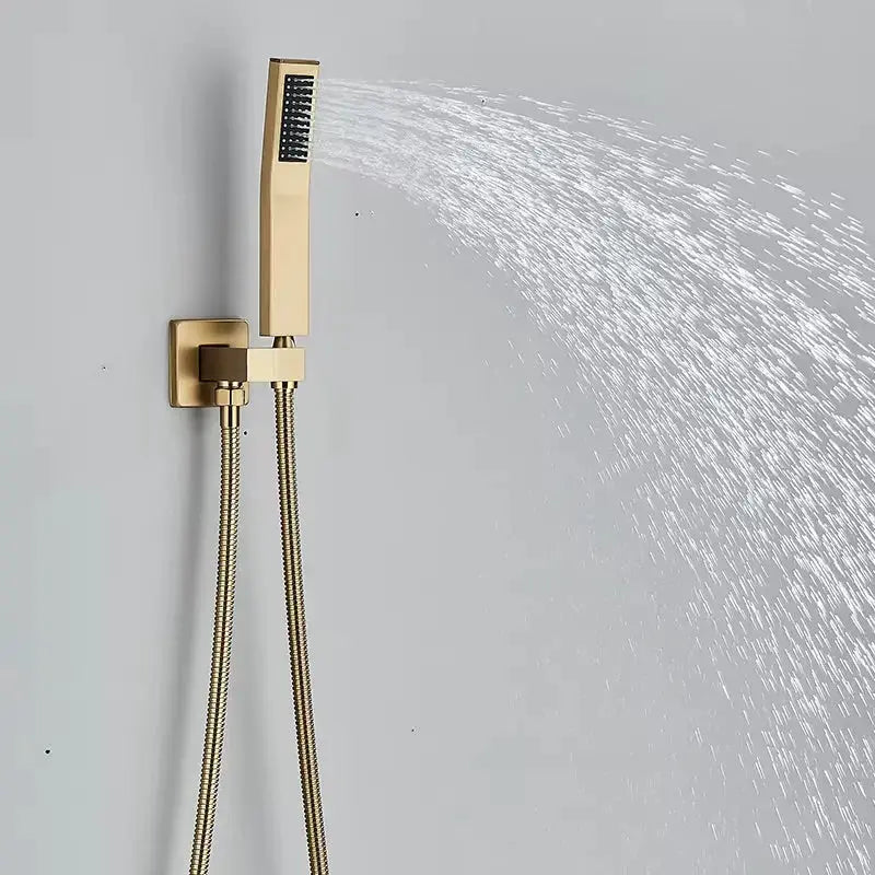 SaniSupreme Doucheset Manhattan Premium Plafond 40x80 cm regendouche vierkant 3 - weg goud geborsteld