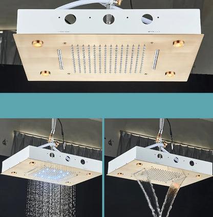 SaniSupreme Doucheset Manhattan Premium Plafond 40x80 cm regendouche vierkant 3 - weg goud geborsteld