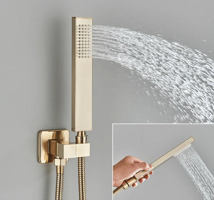 SaniSupreme Doucheset Manhattan Premium Plafond 40x80 cm regendouche vierkant 3 - weg goud geborsteld