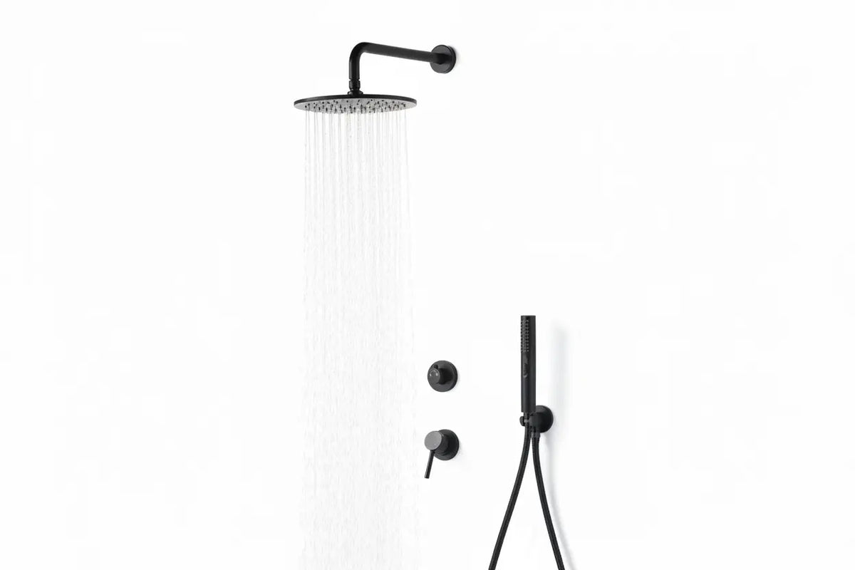SaniSupreme® Doucheset Montana 8 inch / 20cm regendouche rond 2-weg zwart inbouw Sanisupreme