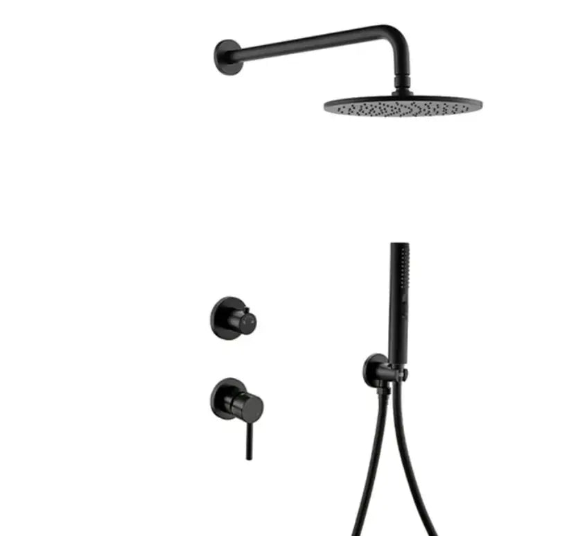 SaniSupreme® Doucheset Montana 12 inch / 30 cm regendouche rond 2 - weg zwart inbouw