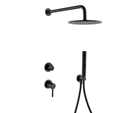 SaniSupreme® Doucheset Montana 12 inch / 30 cm regendouche rond 2 - weg zwart inbouw