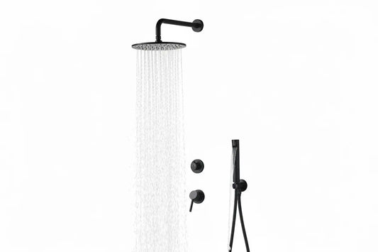 SaniSupreme Doucheset Montana 12 inch / 30 cm regendouche rond 2-weg zwart inbouw Sanisupreme
